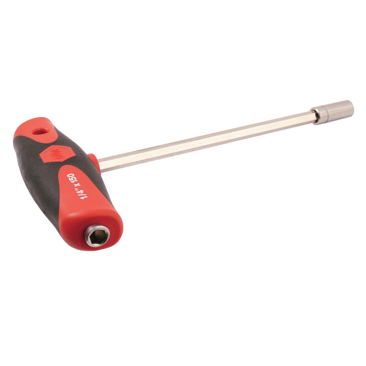 Wiha 38802 SoftGrip T-Handle Dual Drive Magnetic 1/4" Bit Holder