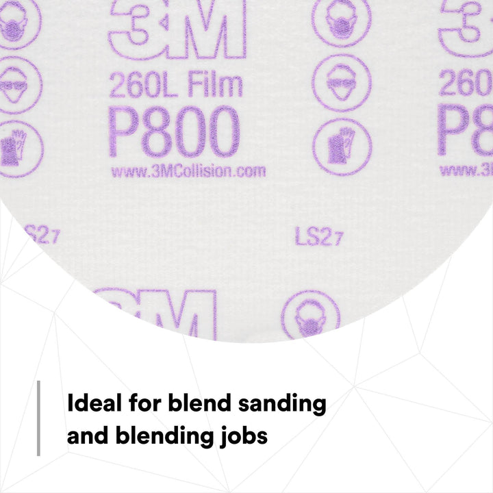 3M Hookit Finishing Film Abrasive Disc 260L, 00970, 6 in, P800