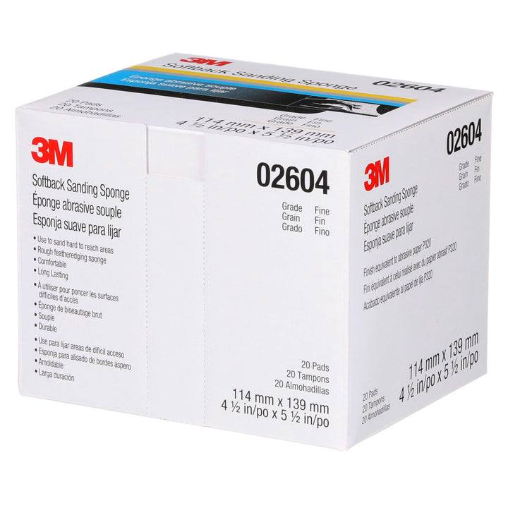 3M Softback Sanding Sponge 02604, 4 1/2 in x 5 1/2 in (115 mm x
140 mm), Fine