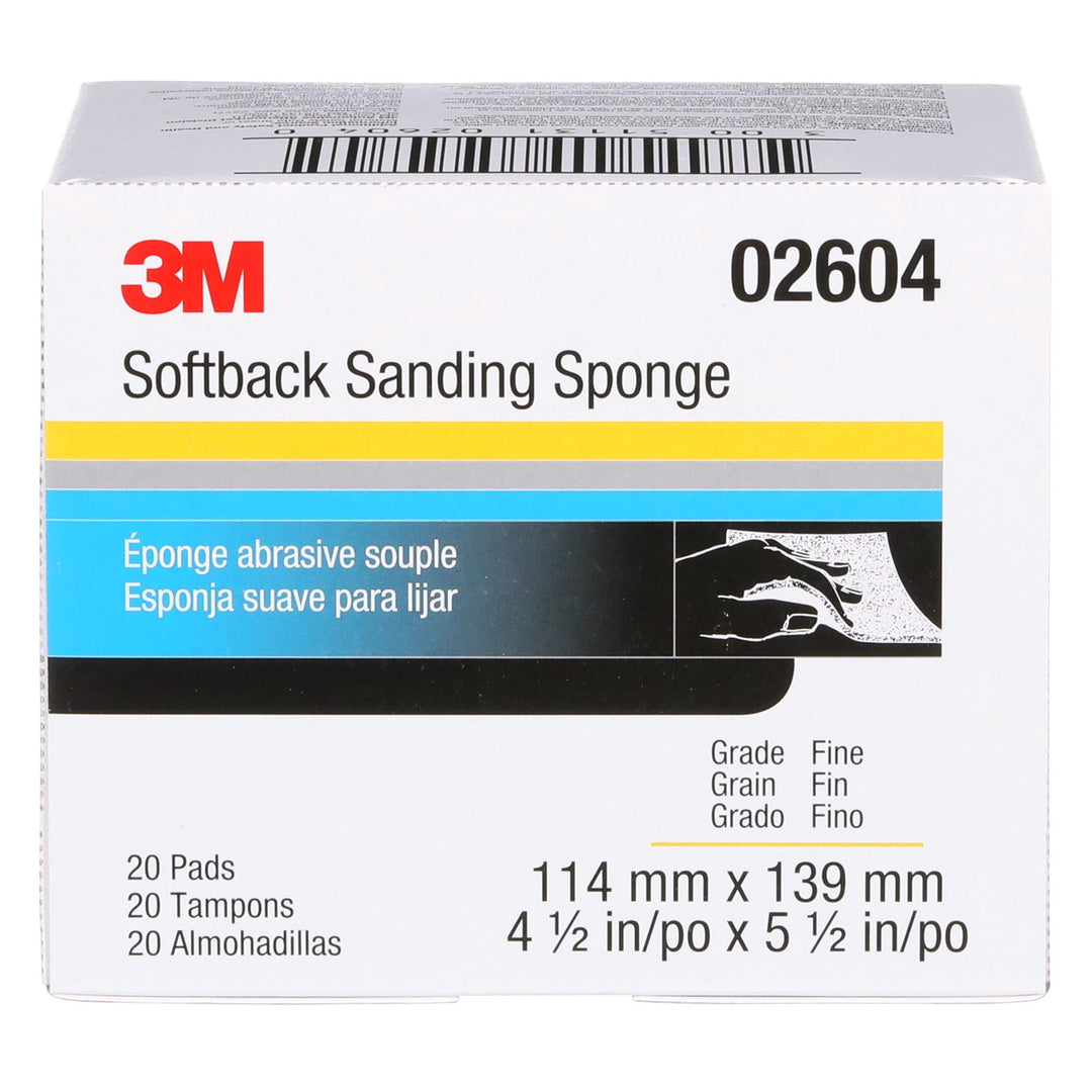 3M Softback Sanding Sponge 02604, 4 1/2 in x 5 1/2 in (115 mm x
140 mm), Fine