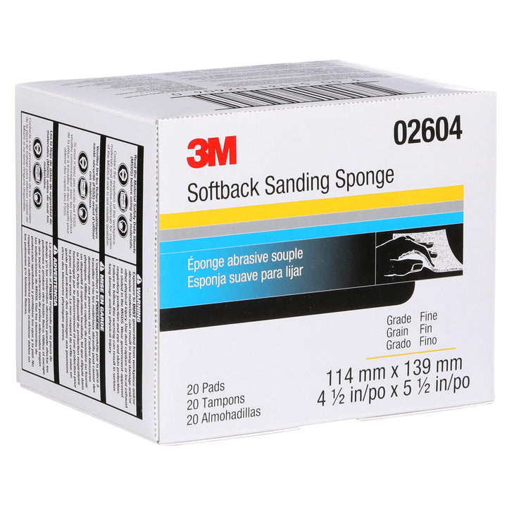 3M Softback Sanding Sponge 02604, 4 1/2 in x 5 1/2 in (115 mm x
140 mm), Fine