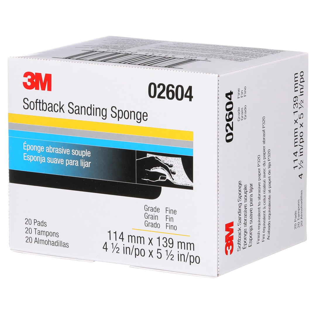 3M Softback Sanding Sponge 02604, 4 1/2 in x 5 1/2 in (115 mm x
140 mm), Fine