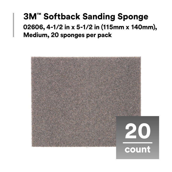 3M Softback Sanding Sponge 02606, 4-1/2 in x 5-1/2 in, (115mm x
140mm), Medium
