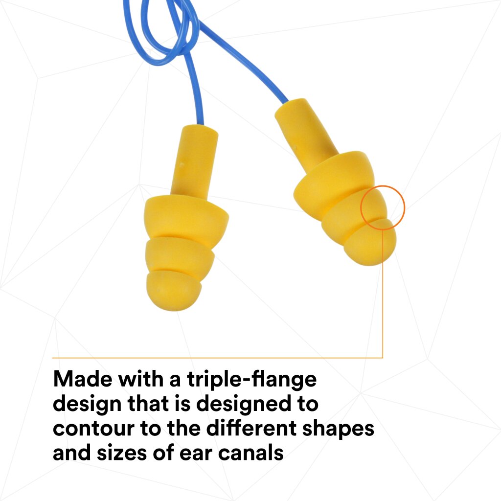 3M E-A-R UltraFit Earplugs 340-4004, Corded, Poly Bag, 100 Pairs
