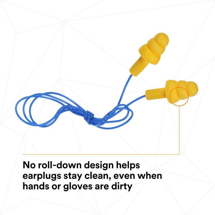 3M E-A-R UltraFit Earplugs 340-4004, Corded, Poly Bag, 100 Pairs