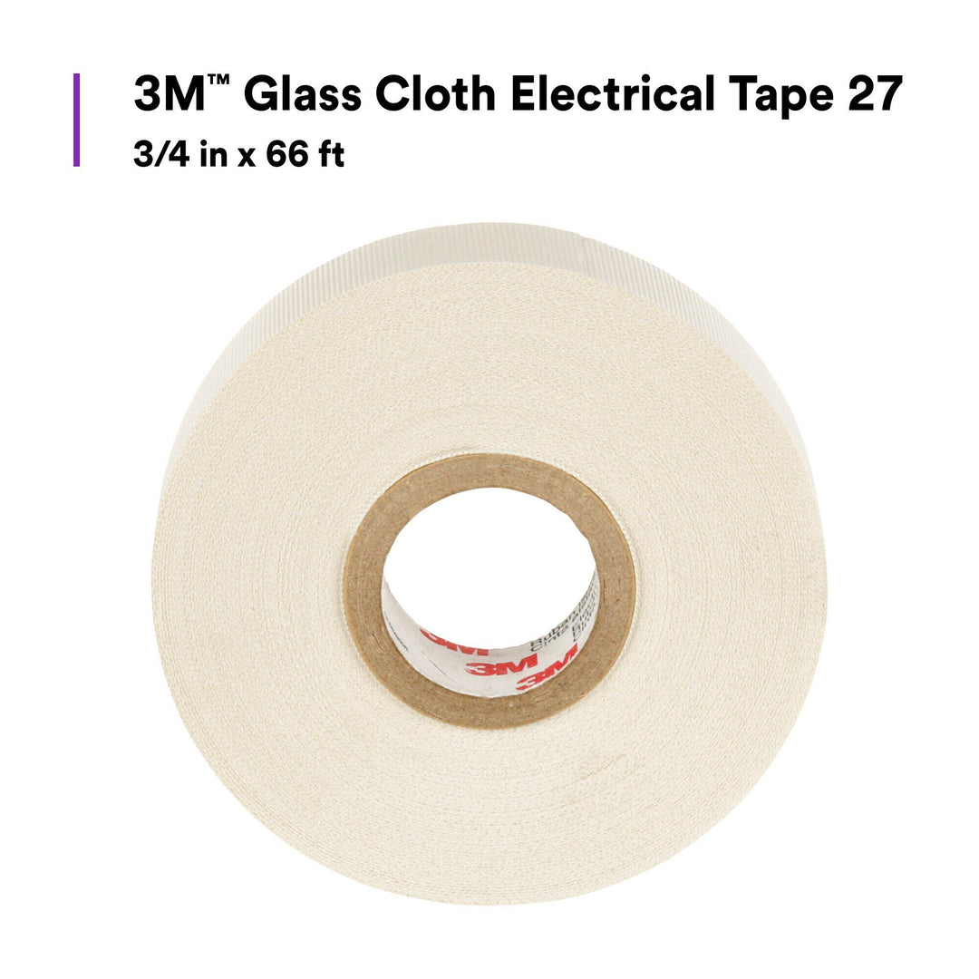 3M Glass Cloth Electrical Tape 27, 3/4 in x 66 ft