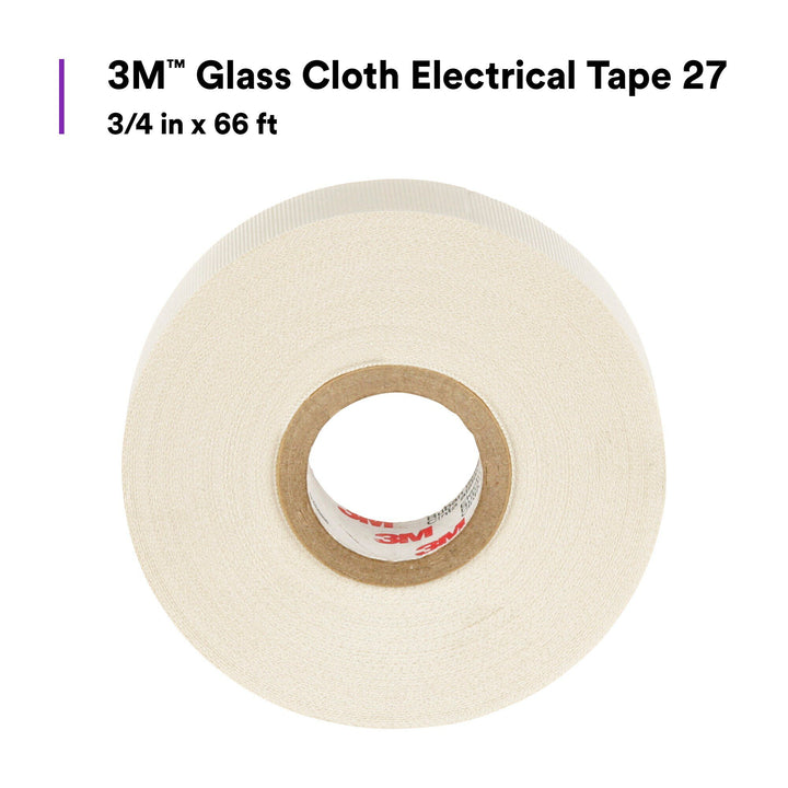 3M Glass Cloth Electrical Tape 27, 3/4 in x 66 ft