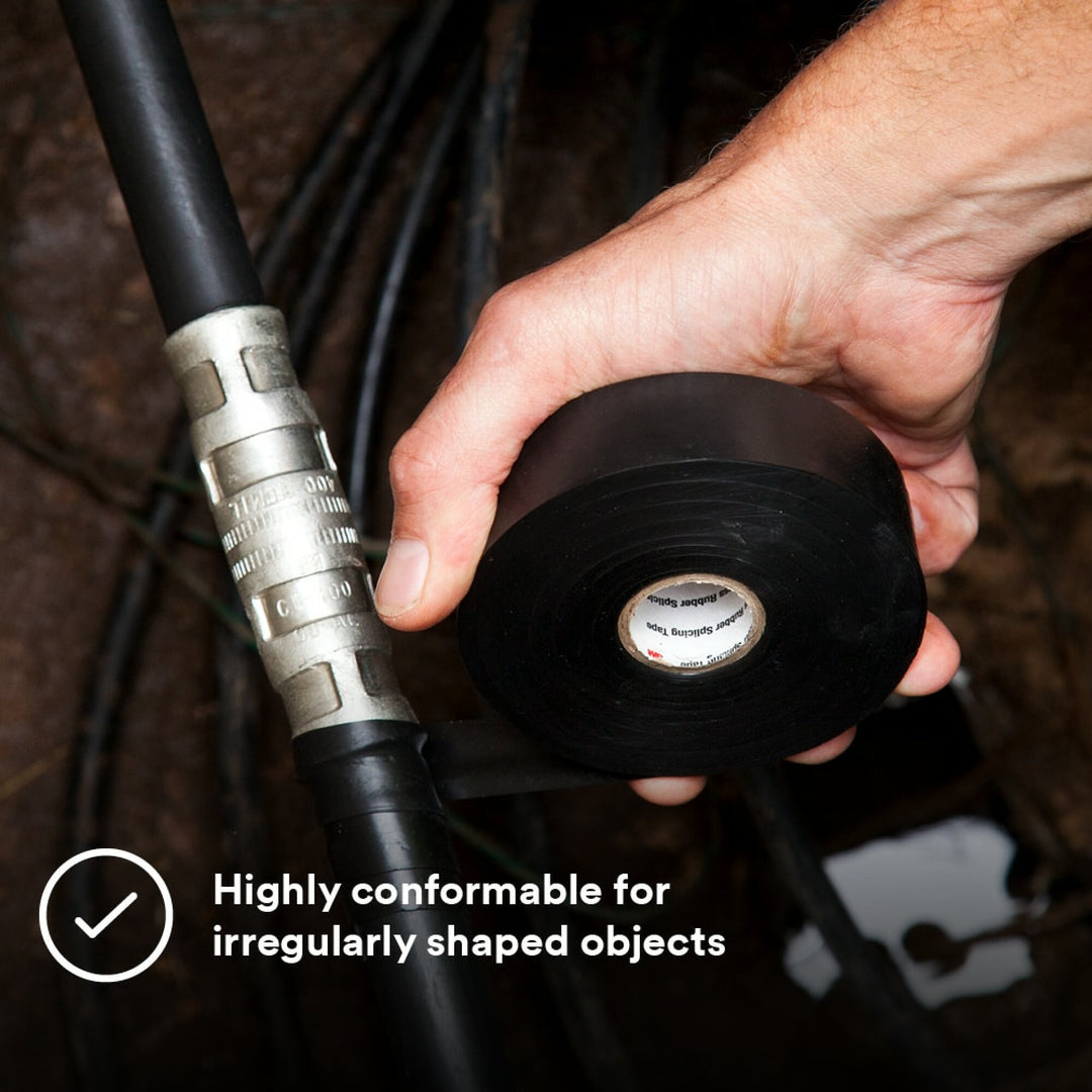 Scotch® Linerless Rubber Splicing Tape 130C, 3/4 in x 30 ft, Black