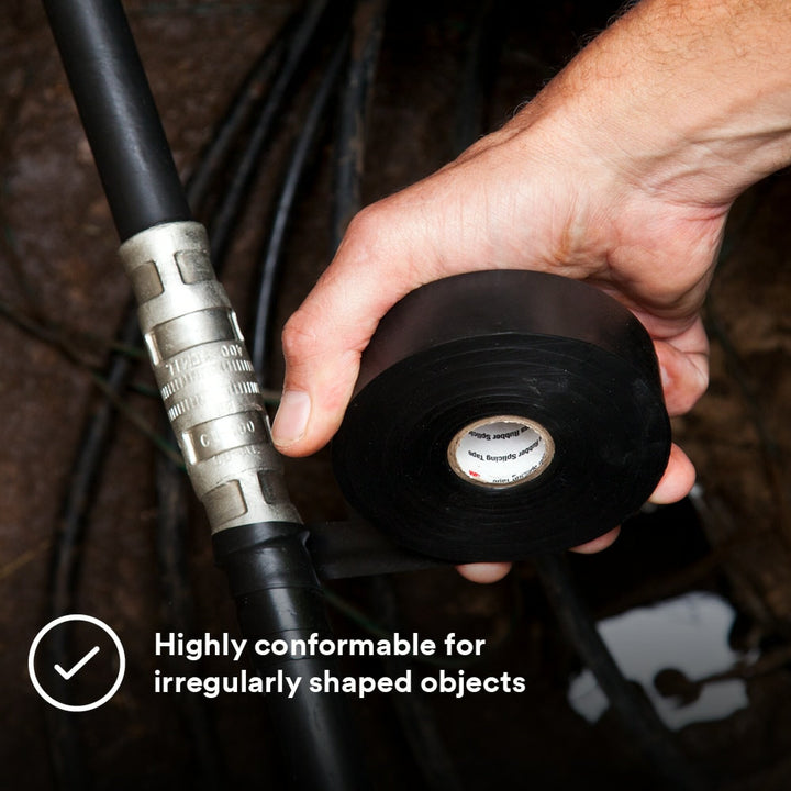 Scotch® Linerless Rubber Splicing Tape 130C, 3/4 in x 30 ft, Black