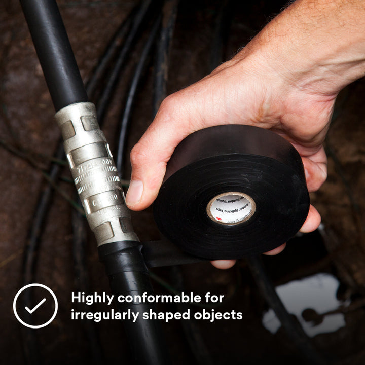 Scotch® Linerless Rubber Splicing Tape 130C, 1-1/2 in x 30 ft, Black