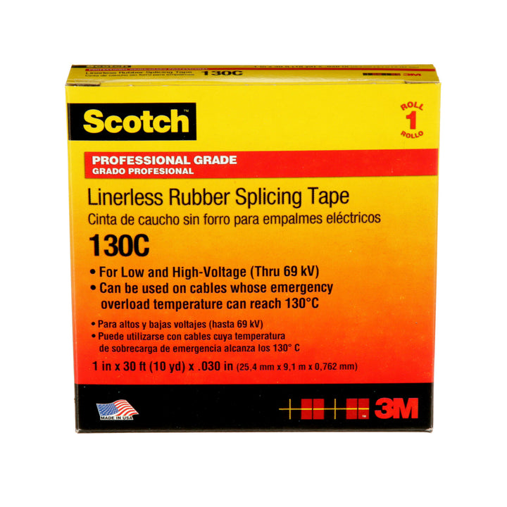 Scotch® Linerless Rubber Splicing Tape 130C, 1 in x 30 ft, Black, 1
roll/carton