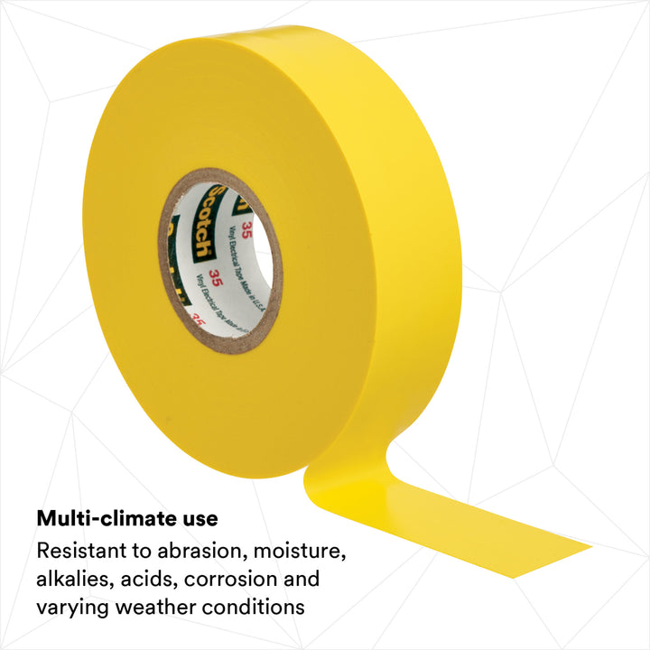 Scotch® Vinyl Color Coding Electrical Tape 35, 3/4 in x 66 ft, Yellow