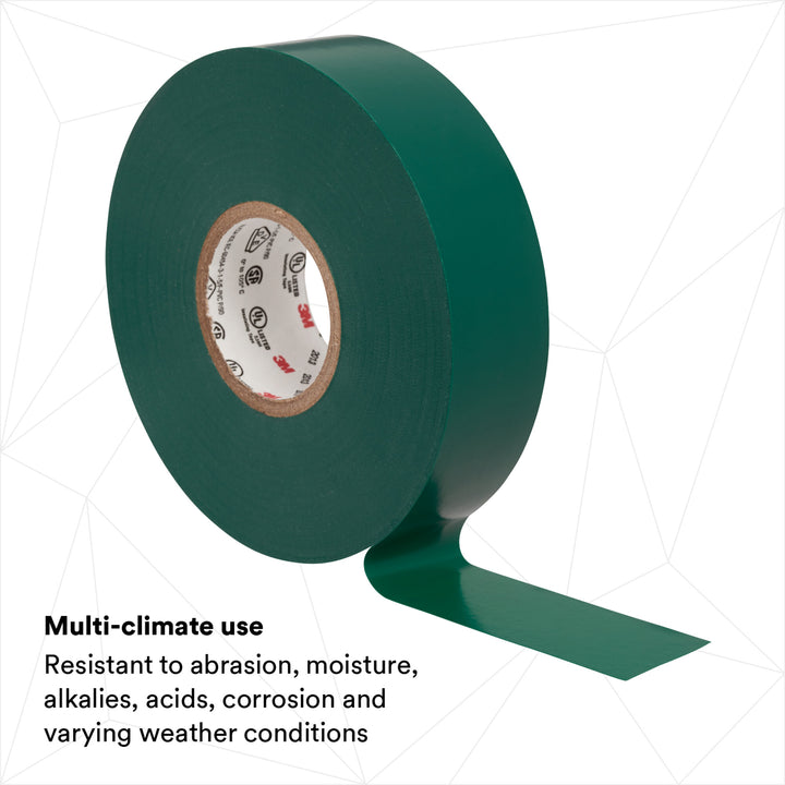 Scotch® Vinyl Color Coding Electrical Tape 35, 3/4 in x 66 ft, Green