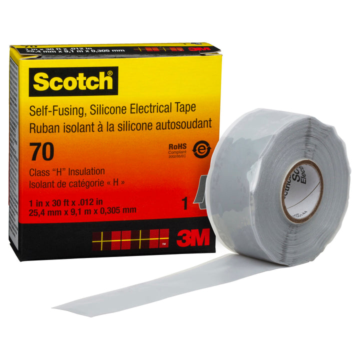 Scotch® Self-Fusing Silicone Rubber Electrical Tape 70, 1 in x 30 ft