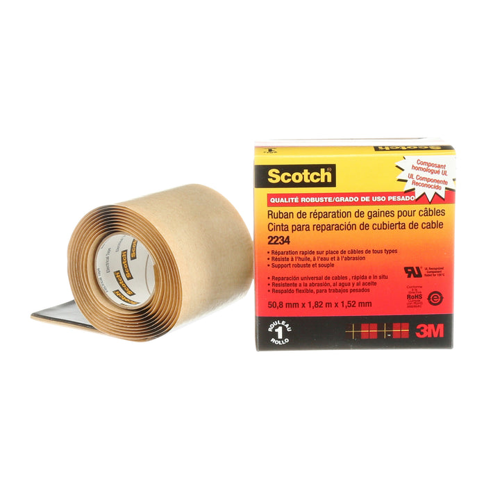 Scotch® Cable Jacket Repair Tape 2234, 2 in x 6 ft, Black, 1
roll/carton
