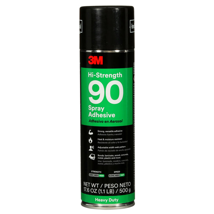 3M Hi-Strength Spray Adhesive 90, Clear, 24 fl oz Can (Net Wt 17.6 oz)