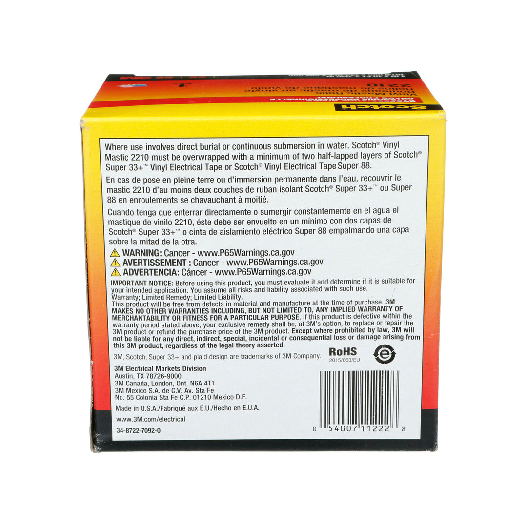 Scotch® Vinyl Mastic Roll 2210, 4 in x 10 ft, Black, 1 roll/carton