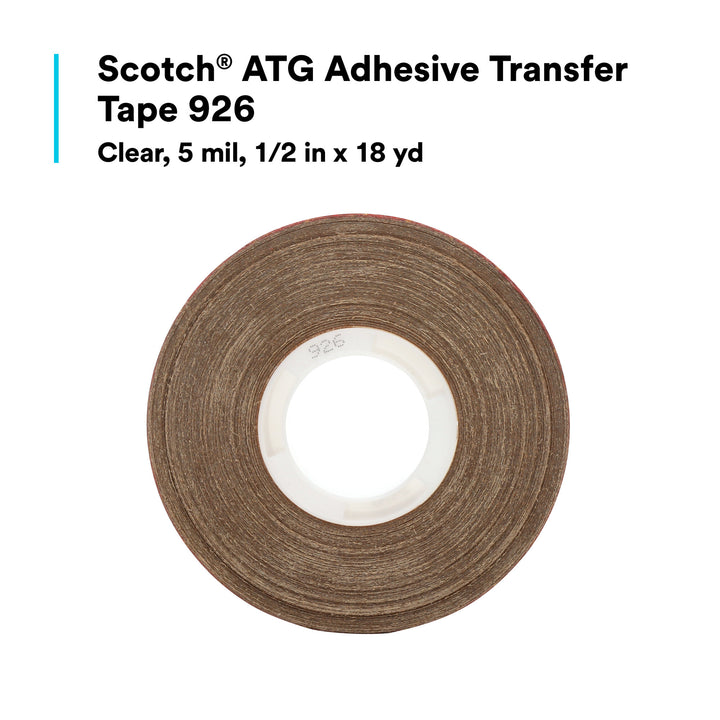 Scotch® ATG Adhesive Transfer Tape 926, Clear, 1/2 in x 18 yd, 5 mil