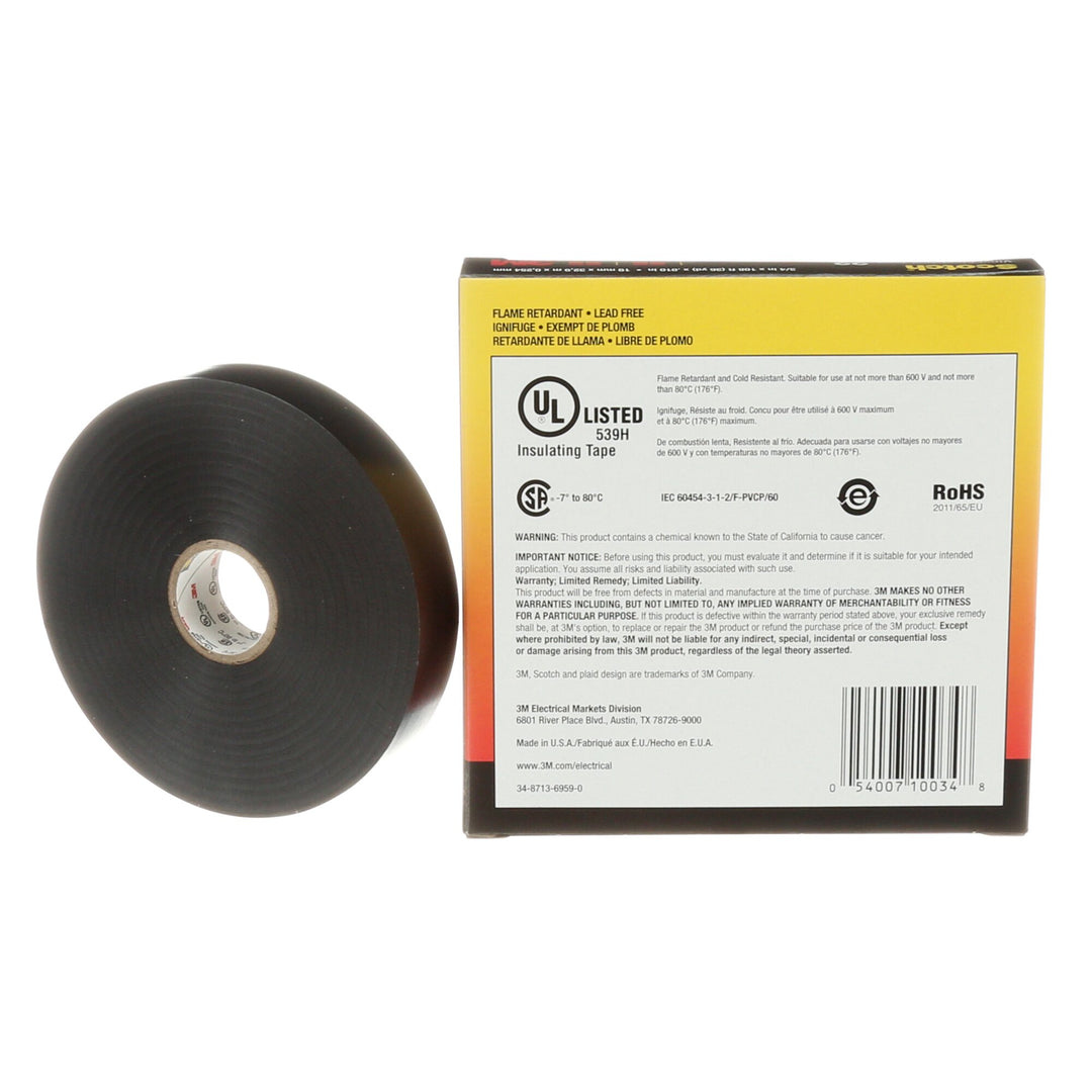 Scotch® Vinyl Electrical Tape 22, 3/4 in x 36 yd, Black, 12
rolls/carton