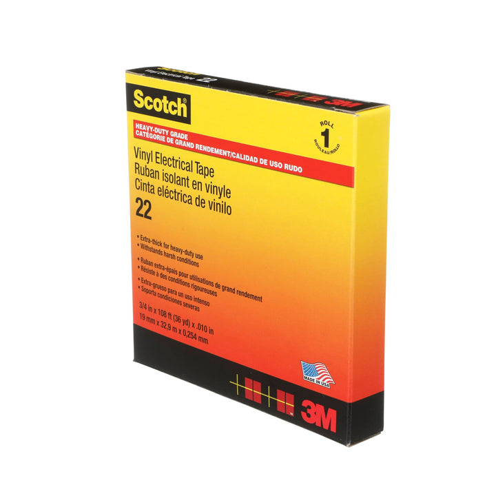 Scotch® Vinyl Electrical Tape 22, 3/4 in x 36 yd, Black, 12
rolls/carton