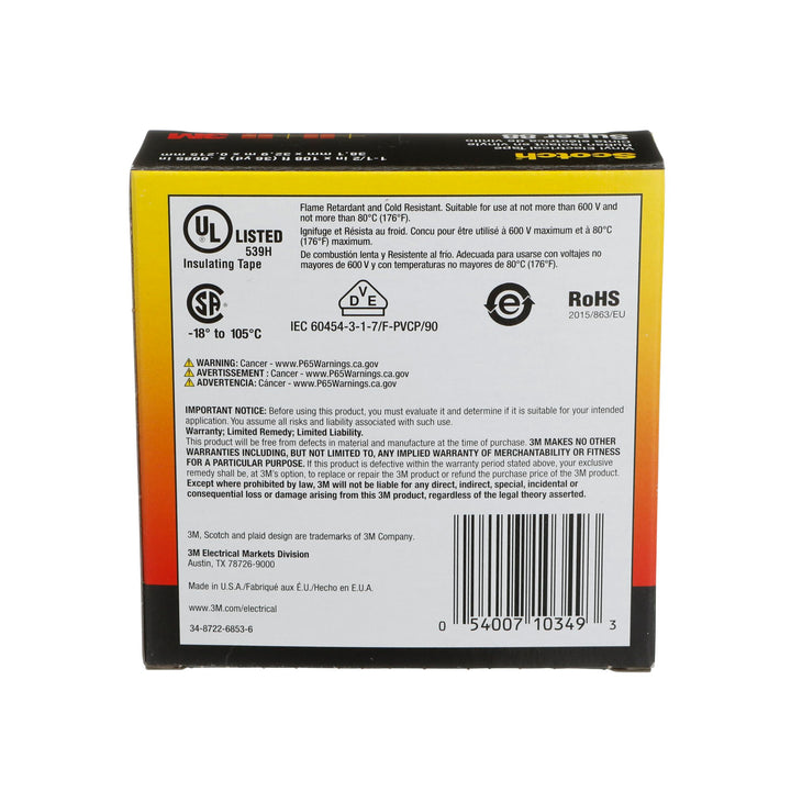 Scotch® Vinyl Electrical Tape Super 88, 1-1/2 in x 36 yd, Black