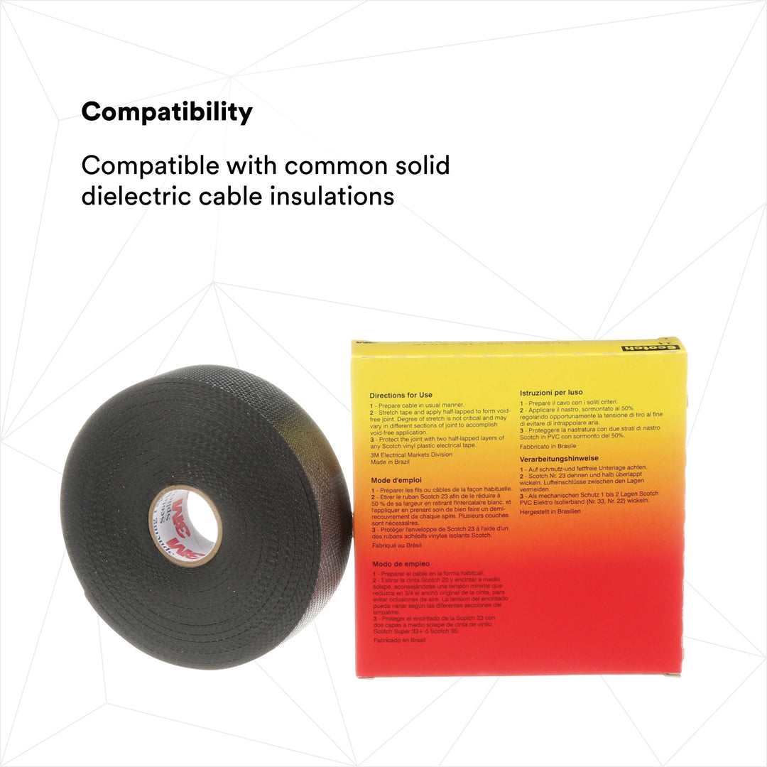 Scotch® Rubber Splicing Tape 23, 1 in x 30 ft, Black