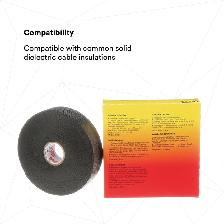 Scotch® Rubber Splicing Tape 23, 1 in x 30 ft, Black