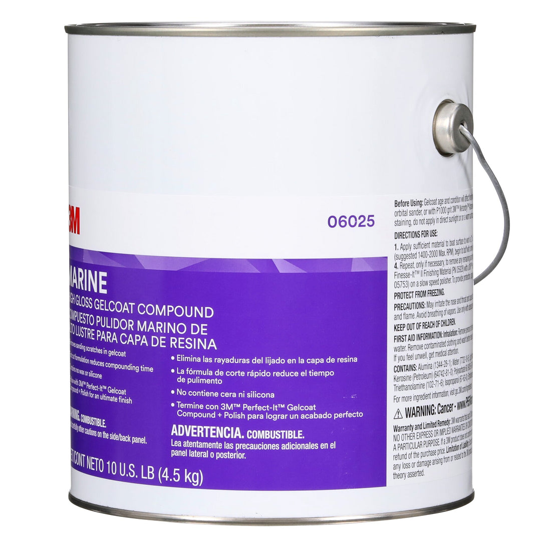 3M Marine High Gloss Gelcoat Compound, 06025, 10 lb