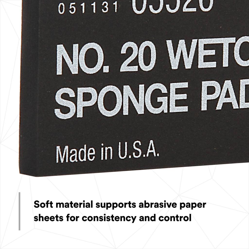 3M Wetordry Sponge Pad 20, 05526, 5 1/2 x 2-3/4 in x 3/8 in