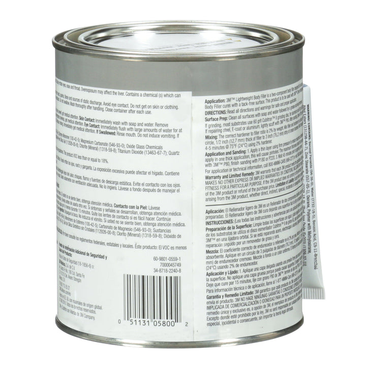 3M Lightweight Body Filler, 05800, 1 qt