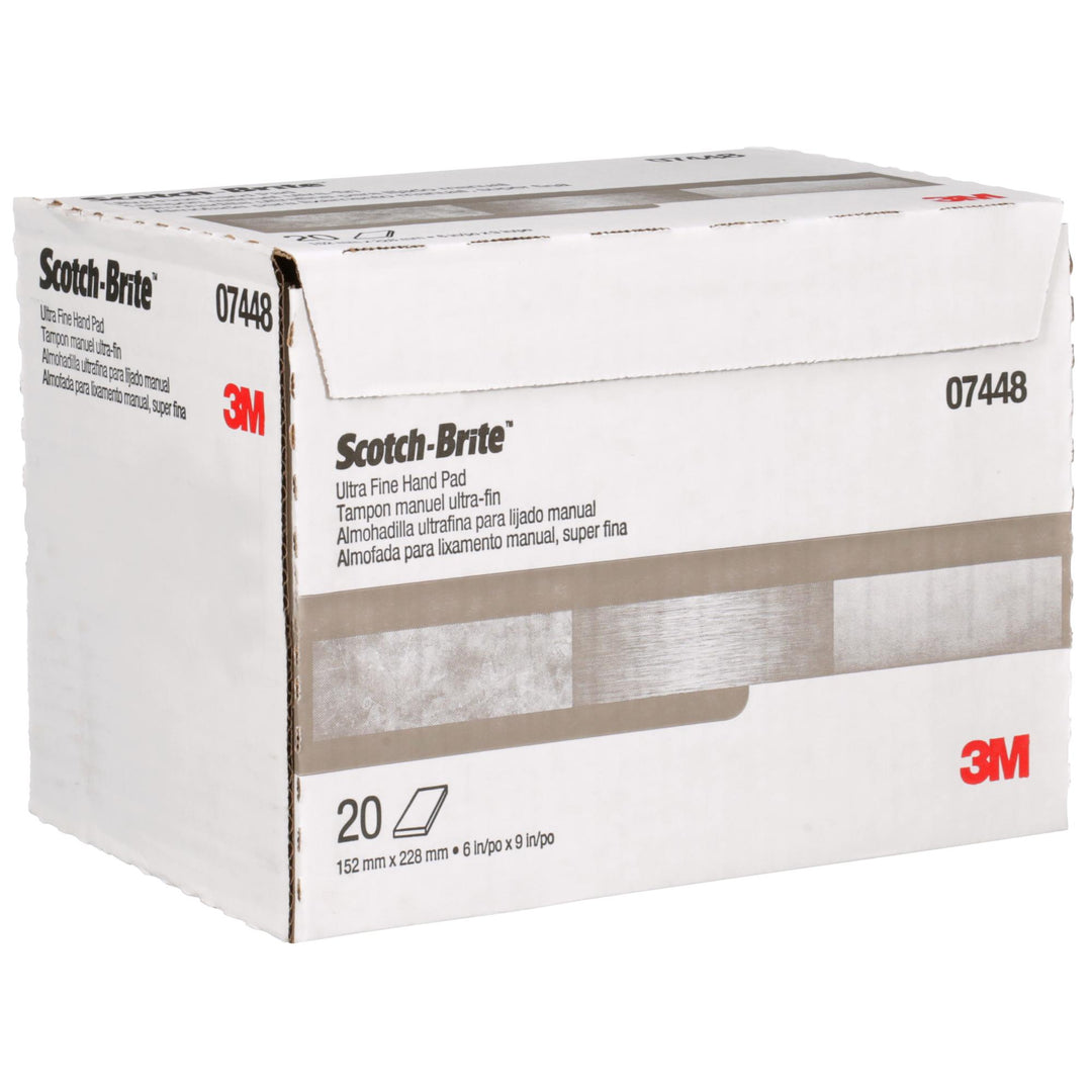 Scotch-Brite Hand Pad 7448, HP-HP, SiC Ultra Fine, Gray, 6 in x 9 in,
20/Carton