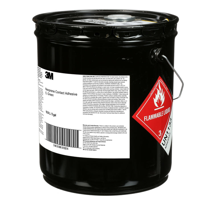 3M Neoprene Contact Adhesive 5, Green, 5 Gallon Drum (Pail)