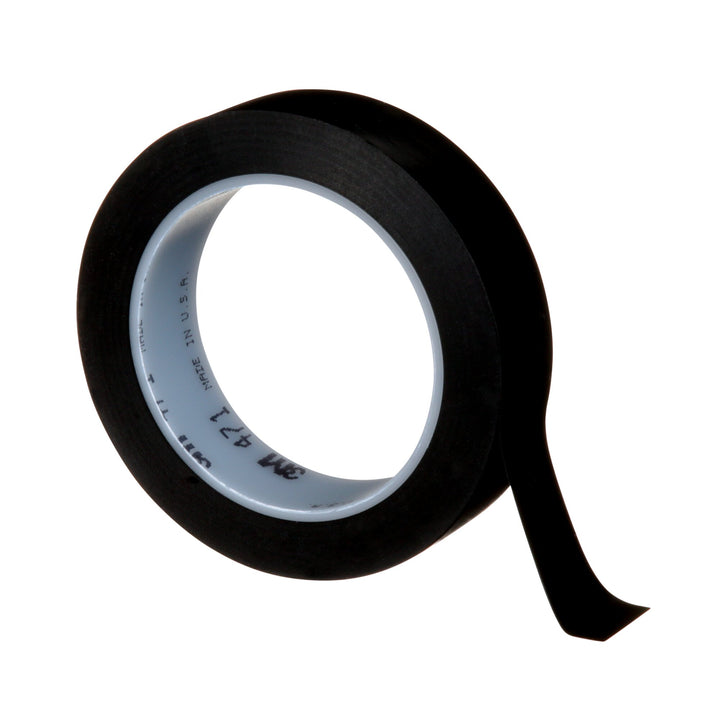 3M Vinyl Tape 471, Black, 1 in x 36 yd, 5.2 mil
