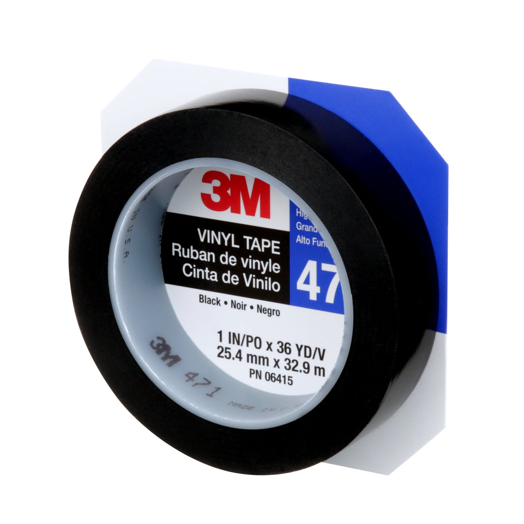 3M Vinyl Tape 471, Black, 1 in x 36 yd, 5.2 mil