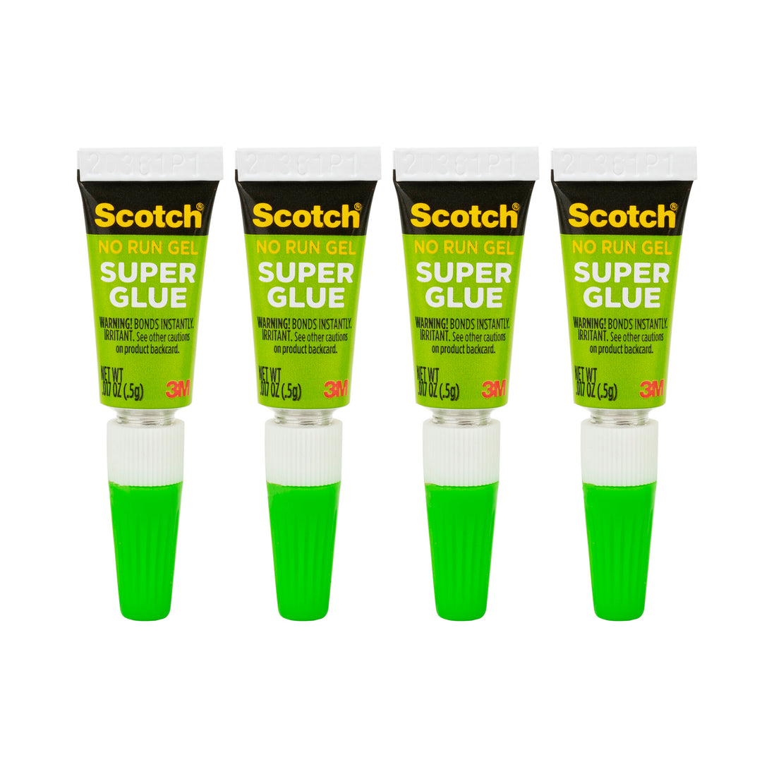 Scotch® Super Glue Gel AD119, 4-Pack of single-use tubes, .017 oz each