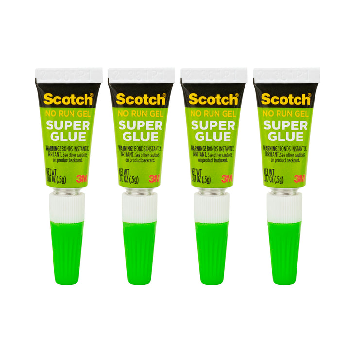 Scotch® Super Glue Gel AD119, 4-Pack of single-use tubes, .017 oz each