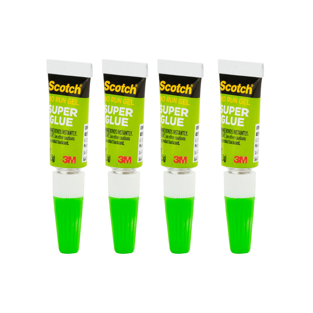 Scotch® Super Glue Gel AD119, 4-Pack of single-use tubes, .017 oz each