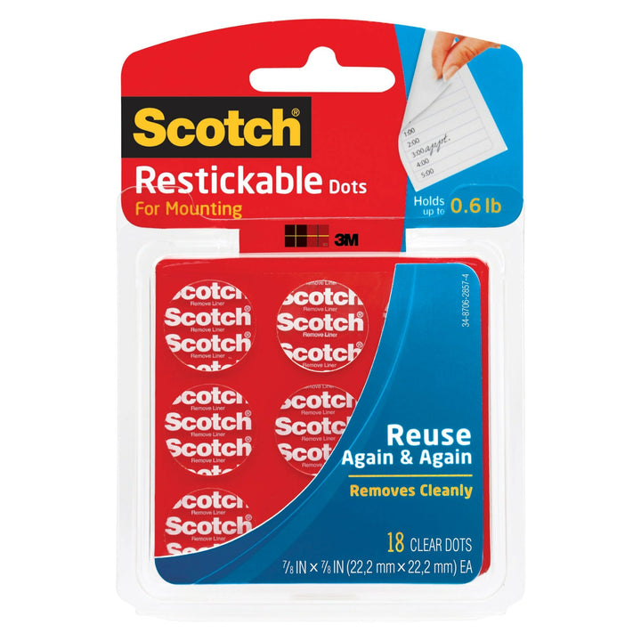 Scotch® Restickable Dots R105, 7/8 in x 7/8 in (22,2 mm x 22,2 mm)