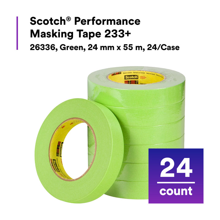 Scotch® Performance Masking Tape 233+ 26336, Green, 24 mm x 55 m