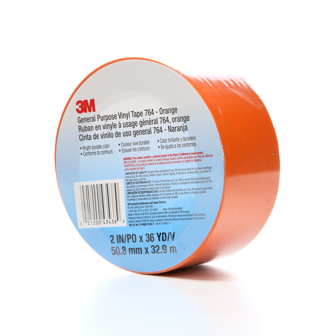 3M General Purpose Vinyl Tape 764, Yellow, 49 in x 36 yd, 5 mil, 3rolls per case