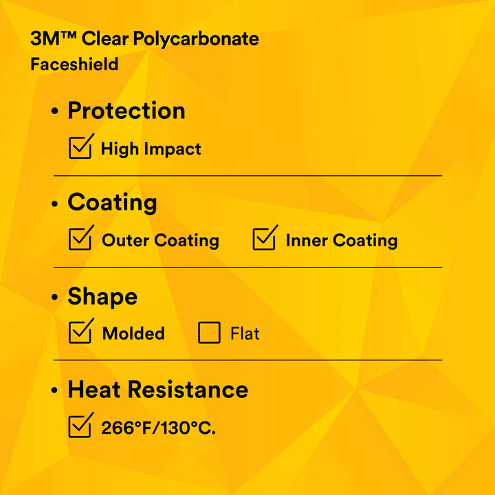 3M Total Performance Polycarbonate Clear Faceshield Window WCP9682600-00000 10