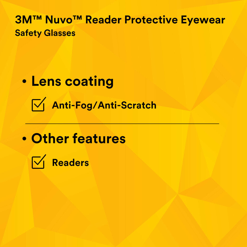 3M Nuvo Reader Protective Eyewear, 11434-00000-20 Clear Lens, GreyFrame
