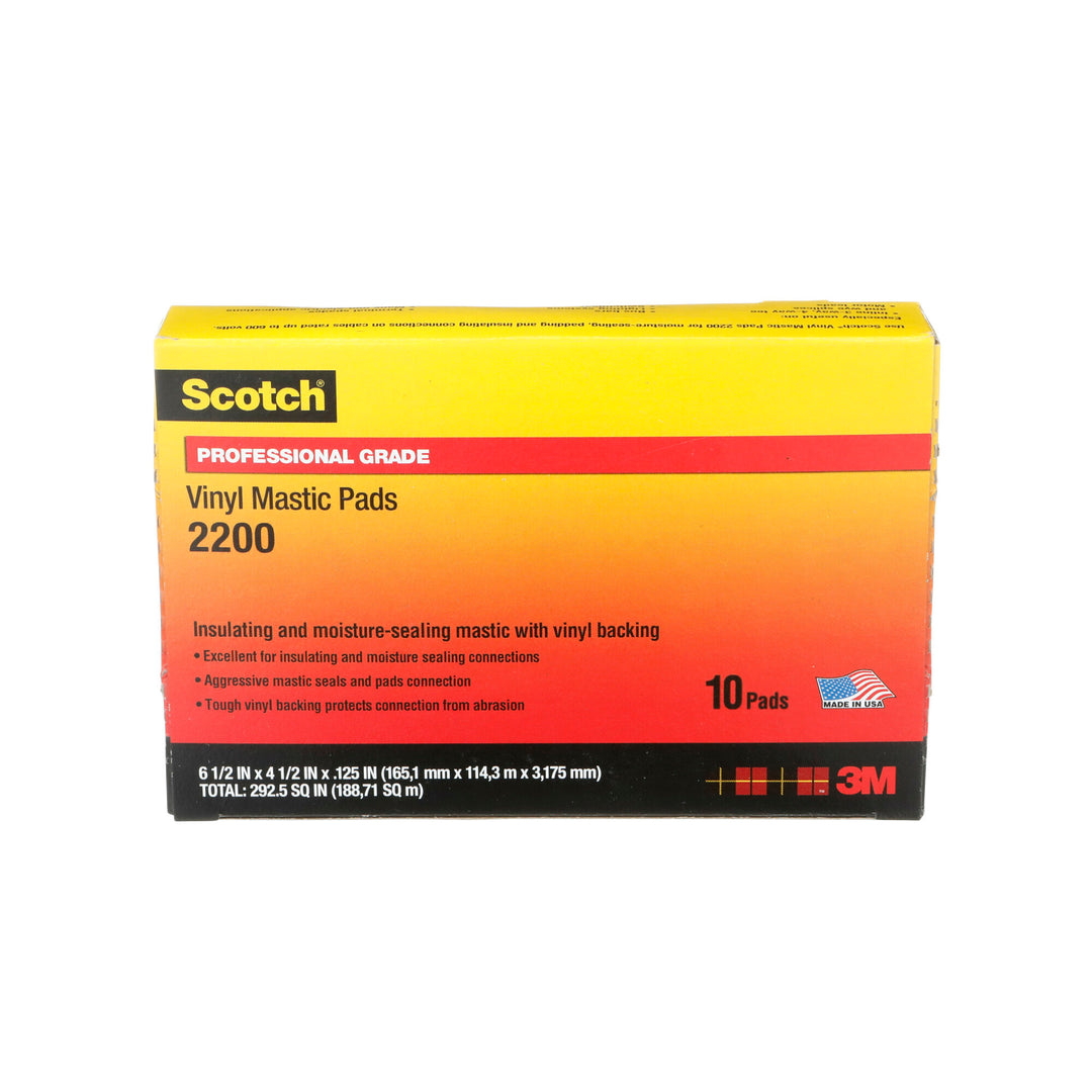 Scotch® Vinyl Mastic Pad 2200, 6-1/2 in x 4-1/2 in, Black, 10pads/carton
