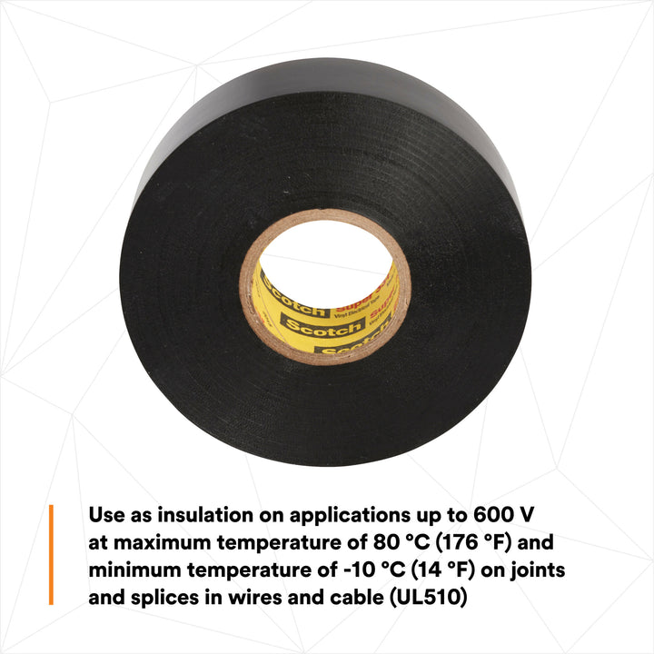 Scotch® Super 33+ Vinyl Electrical Tape, 2 in x 66 ft, 1-1/2 in Core,
Black