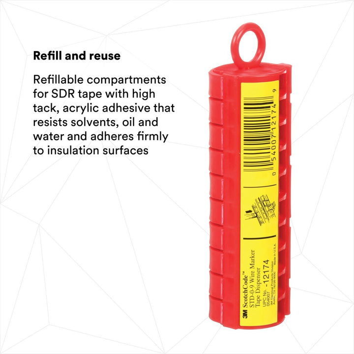 3M ScotchCode Wire Marker Tape Dispenser with Tape STD-0-9X