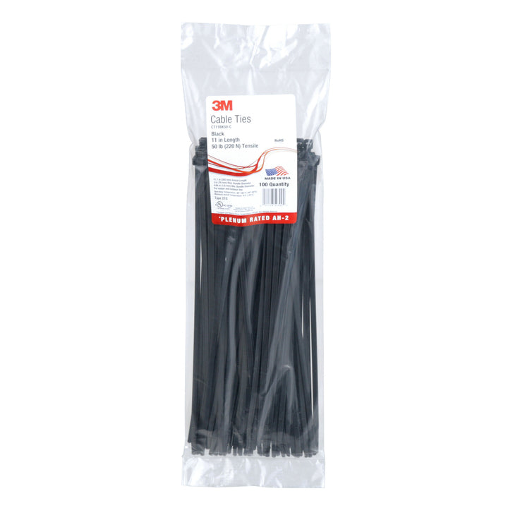 3M Cable Tie CT11BK50-C, curved tip allows for faster threading andinstallation