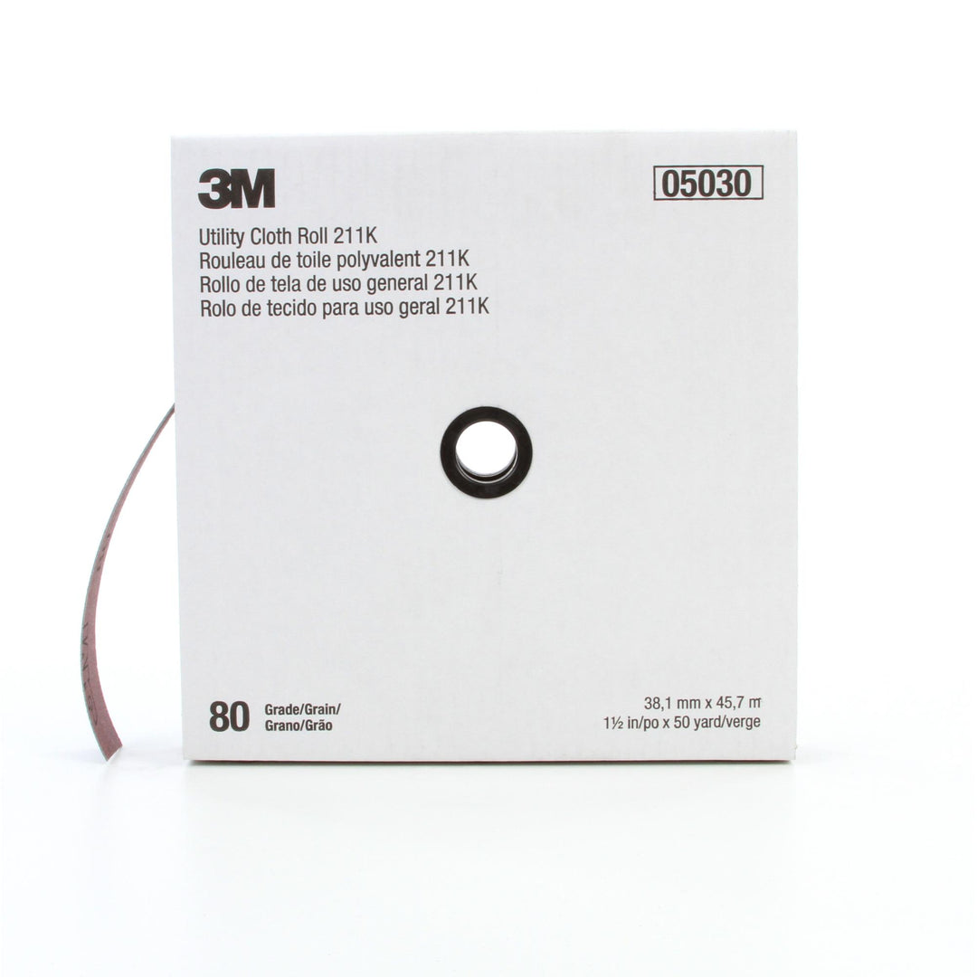 3M Utility Cloth Roll 211K, 80 J-weight, 1-1/2 in x 50 yd, Full-flex