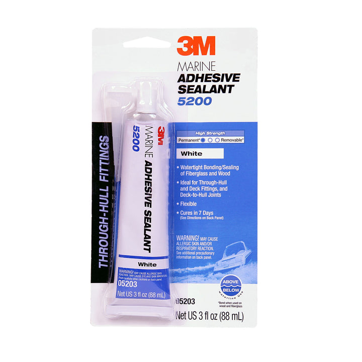 3M Marine Adhesive Sealant 5200, White, 3 oz Tube