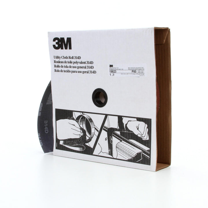 3M Utility Cloth Roll 314D, P80 J-weight, 2 in x 50 yd