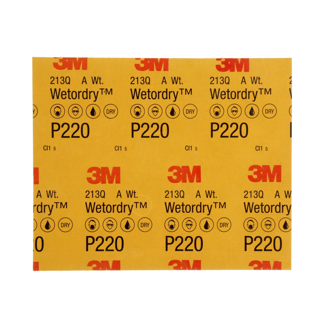 3M Wetordry Abrasive Sheet, 02043, P220, 9 in x 11 in, 50 sheets per
carton